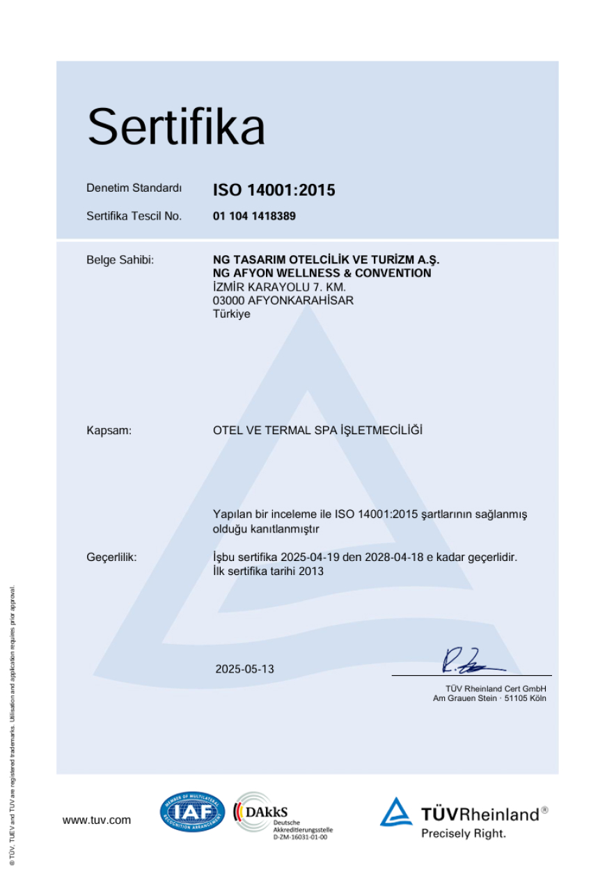 Ng Afyon Sertifikalarımız ıso 14001