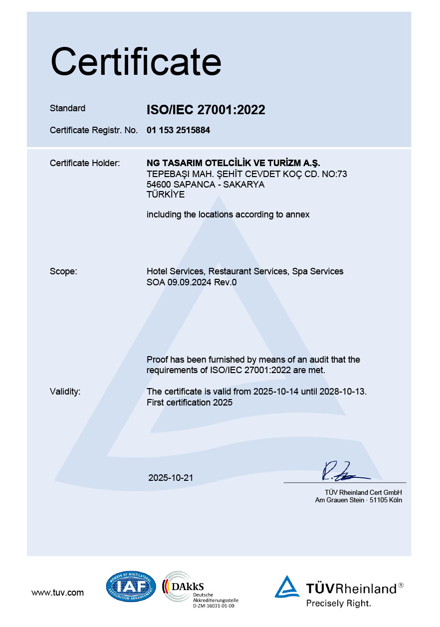 Ng Hotels Iso Sertifika Card En